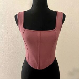 ZARA | Knit Corset Tank Top in Mauve (Small)